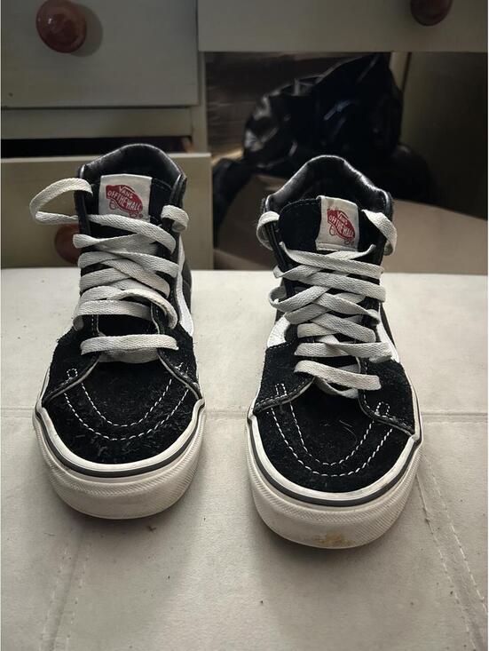 Vans Shoes - Black Vans Sk8-Hi sneakers with white stripe, size US women’s 7
